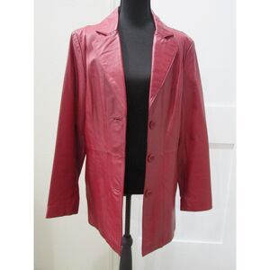 Worthington  Women's SZ M Genuine Leather Blazer Jacket Burgundy/Red